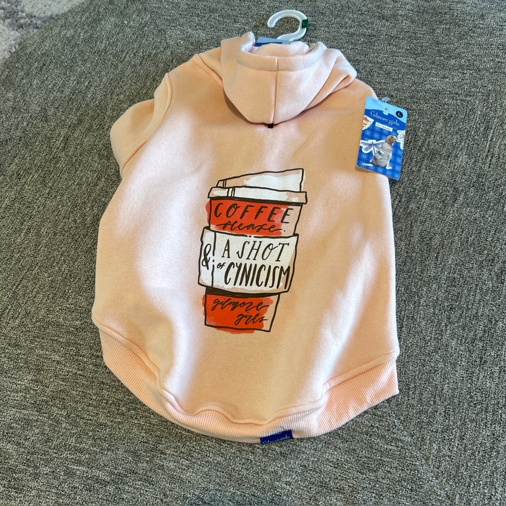 Gilmore Girls Peach Pink Dog Hooded Sweatshirt Pet Hoodie Size Large- NWT